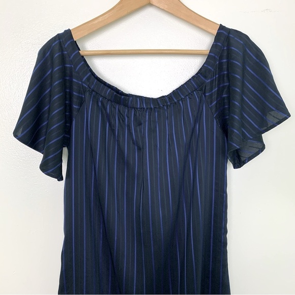 Banana Republic Striped Navy Off The Shoulder Shift Dress - Picture 6 of 10